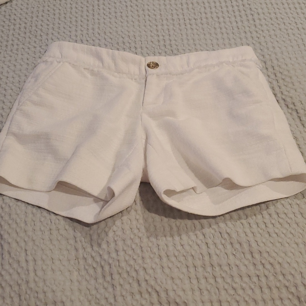 Lilly Pulitzer Women's Size 00 White Textured Shorts cotton polyester (#11)